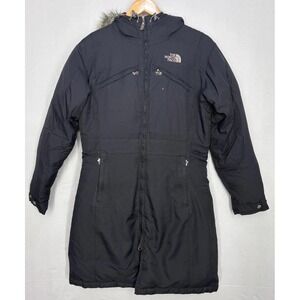 The North Face Parka Jacket Womens Black Hooded Full Zip Long Sleeve Small Down